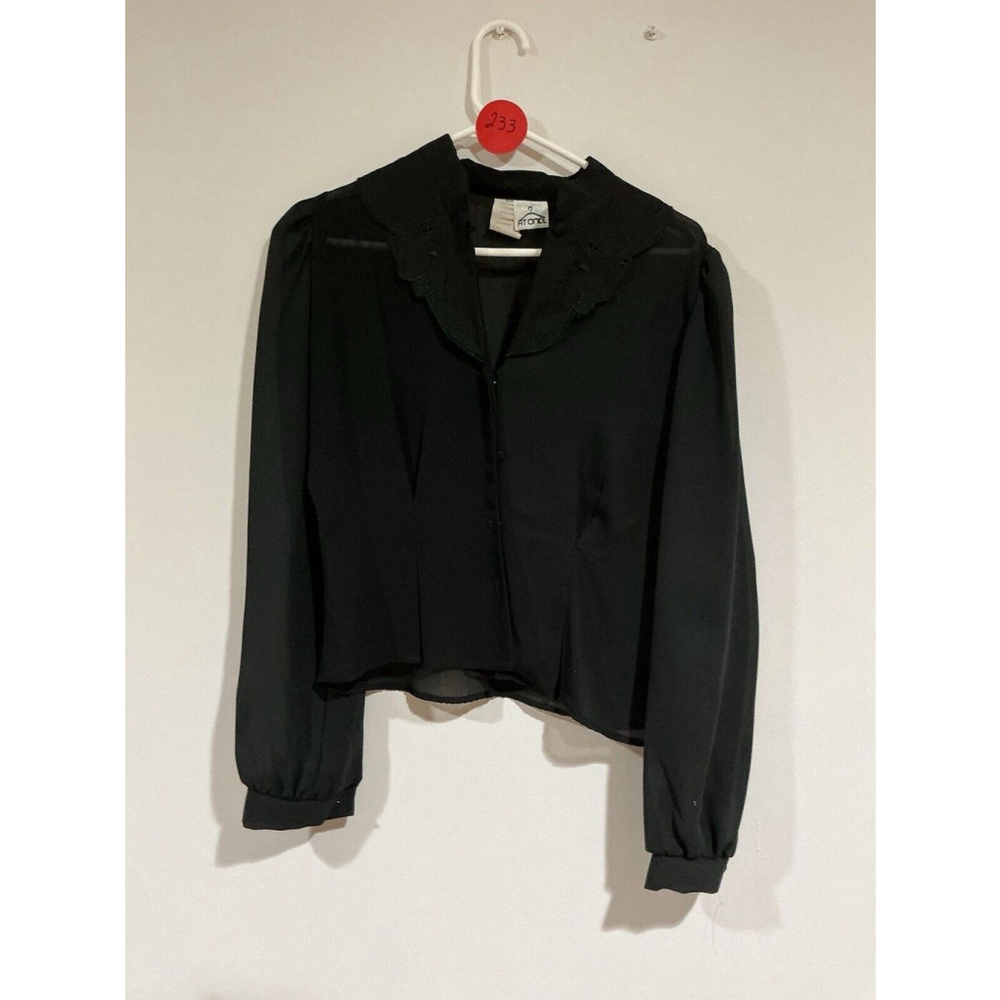 Woman’s Brand : At Once Black Shear Long Sleeve Blouse Large